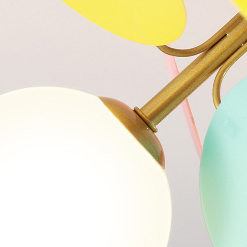 Contemporary Scandinavian Colorful Flower Orb Semi-Flush Mount Ceiling Light for Bedroom - 1/4/6/8 Light Options