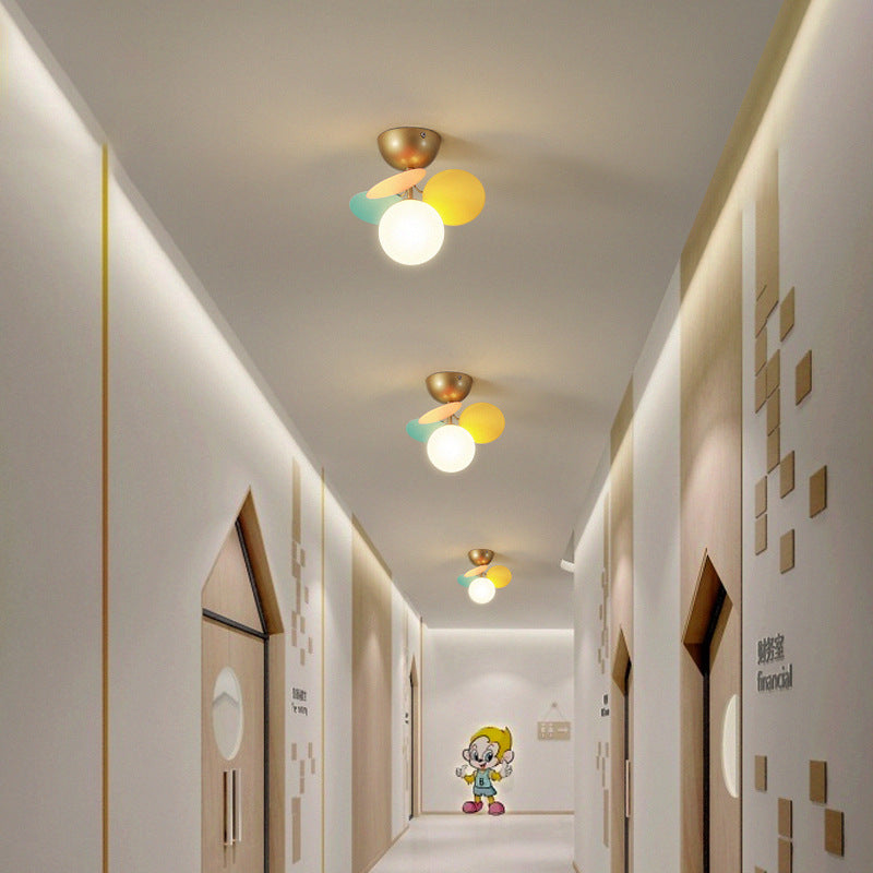 Contemporary Scandinavian Colorful Flower Orb Semi-Flush Mount Ceiling Light for Bedroom - 1/4/6/8 Light Options