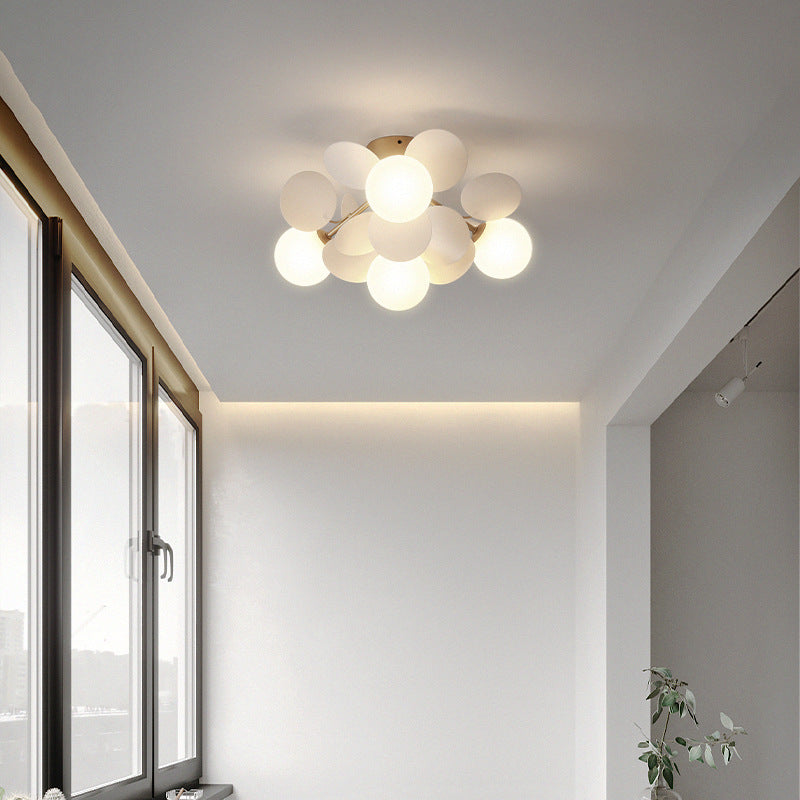 Contemporary Scandinavian Colorful Flower Orb Semi-Flush Mount Ceiling Light for Bedroom - 1/4/6/8 Light Options