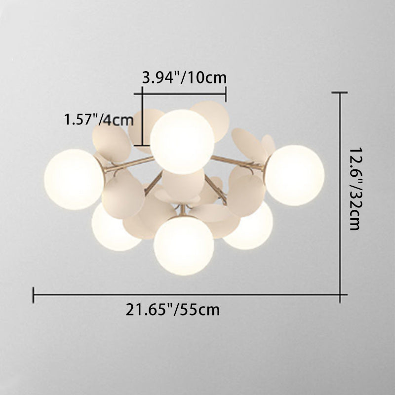 Contemporary Scandinavian Colorful Flower Orb Semi-Flush Mount Ceiling Light for Bedroom - 1/4/6/8 Light Options