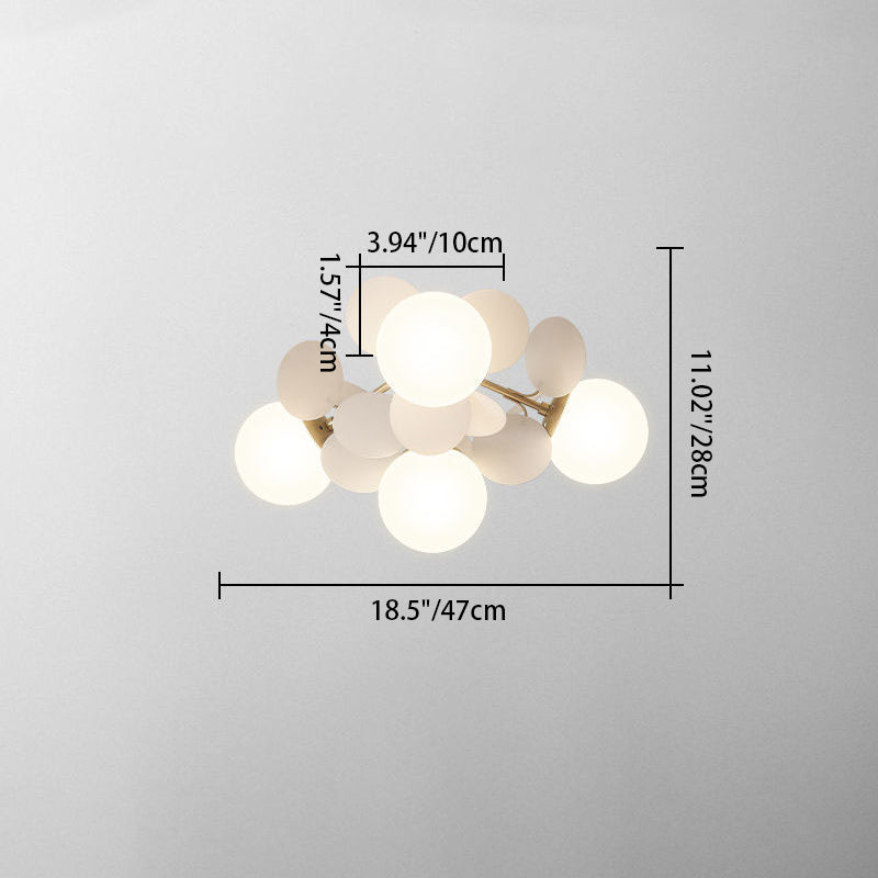Contemporary Scandinavian Colorful Flower Orb Semi-Flush Mount Ceiling Light for Bedroom - 1/4/6/8 Light Options
