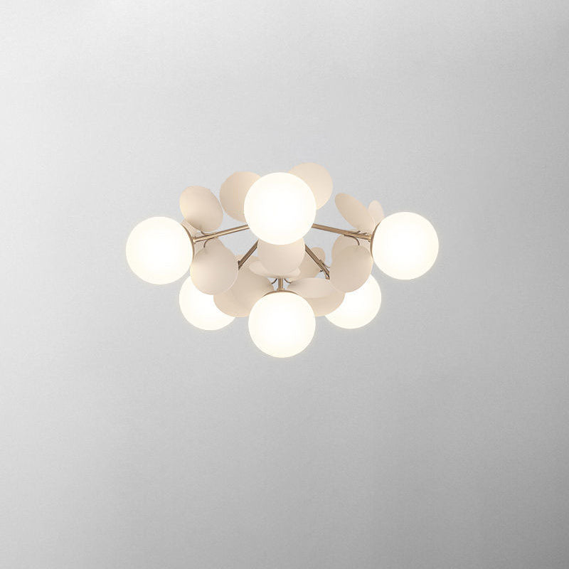 Contemporary Scandinavian Colorful Flower Orb Semi-Flush Mount Ceiling Light for Bedroom - 1/4/6/8 Light Options