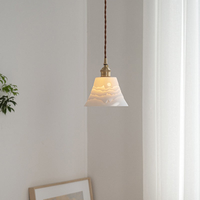 Scandinavian Copper Ceramic Pendant Light – 1-Light Round Cylinder for Dining Room