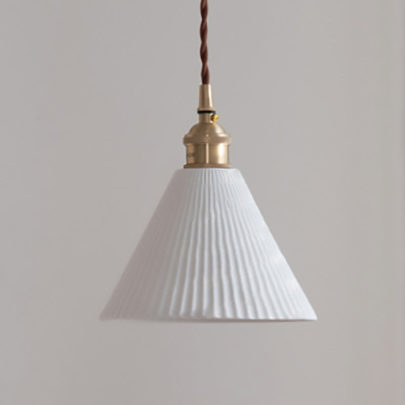 Scandinavian Copper Ceramic Pendant Light – 1-Light Round Cylinder for Dining Room