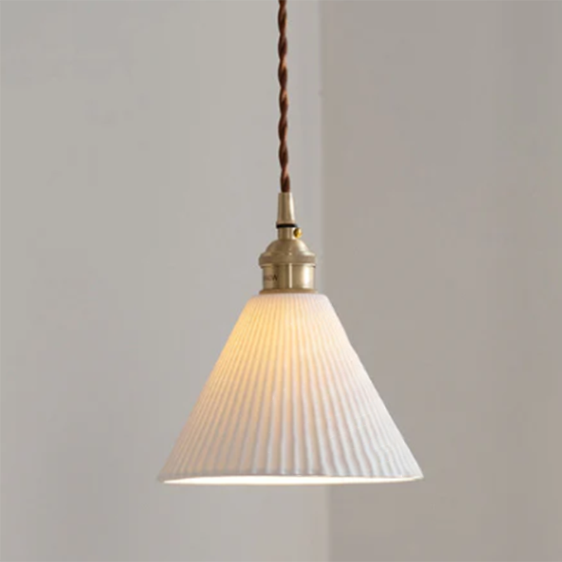 Scandinavian Copper Ceramic Pendant Light – 1-Light Round Cylinder for Dining Room
