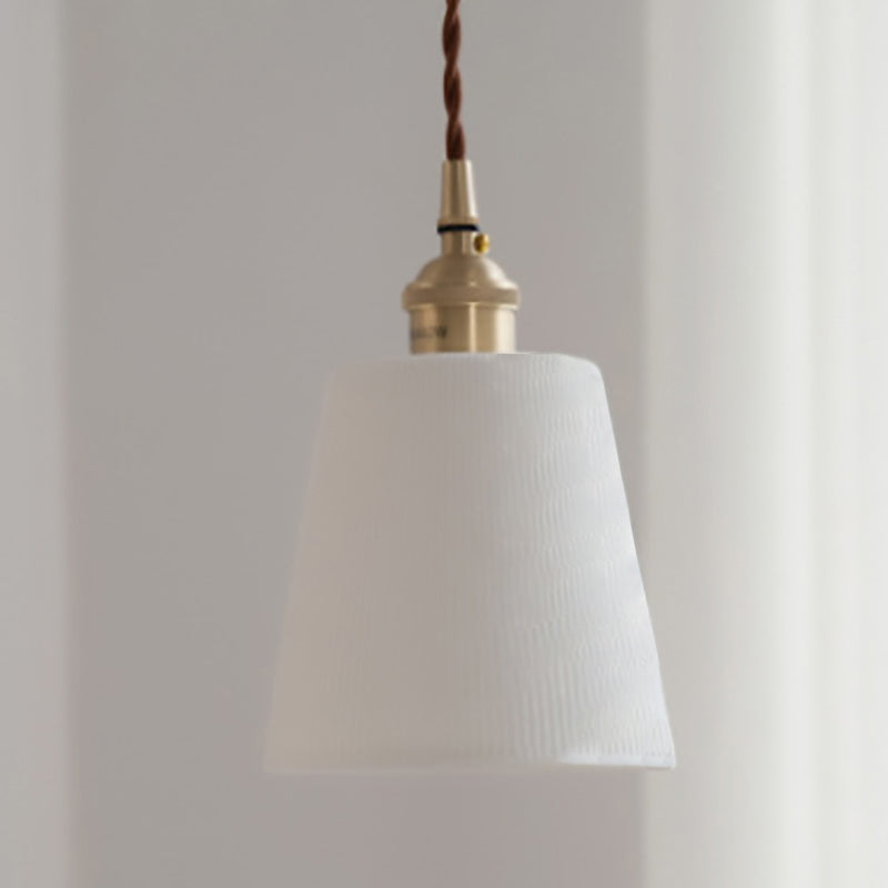 Scandinavian Copper Ceramic Pendant Light – 1-Light Round Cylinder for Dining Room