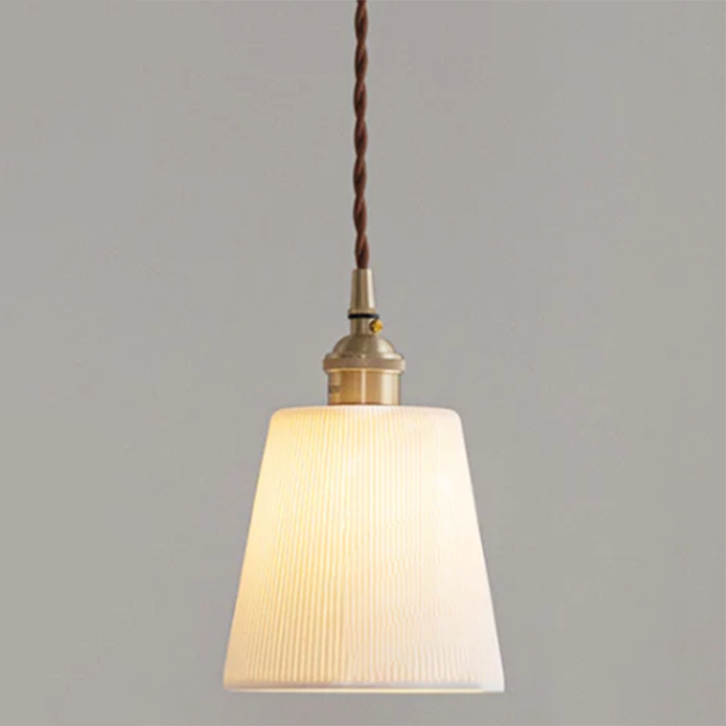 Scandinavian Copper Ceramic Pendant Light – 1-Light Round Cylinder for Dining Room