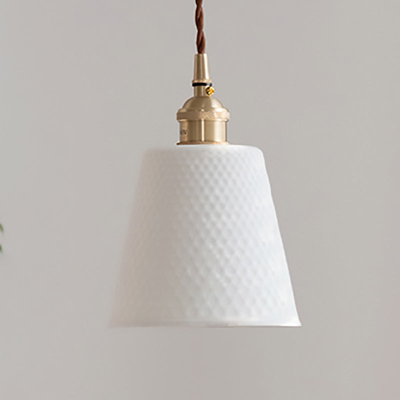 Scandinavian Copper Ceramic Pendant Light – 1-Light Round Cylinder for Dining Room