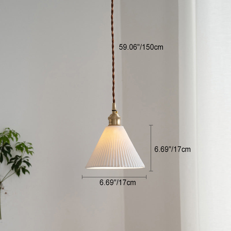 Scandinavian Copper Ceramic Pendant Light – 1-Light Round Cylinder for Dining Room