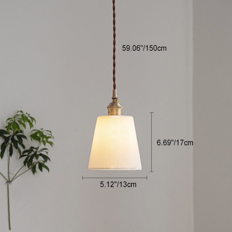 Scandinavian Copper Ceramic Pendant Light – 1-Light Round Cylinder for Dining Room