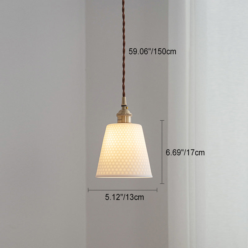 Scandinavian Copper Ceramic Pendant Light – 1-Light Round Cylinder for Dining Room