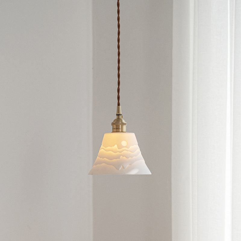 Scandinavian Copper Ceramic Pendant Light – 1-Light Round Cylinder for Dining Room