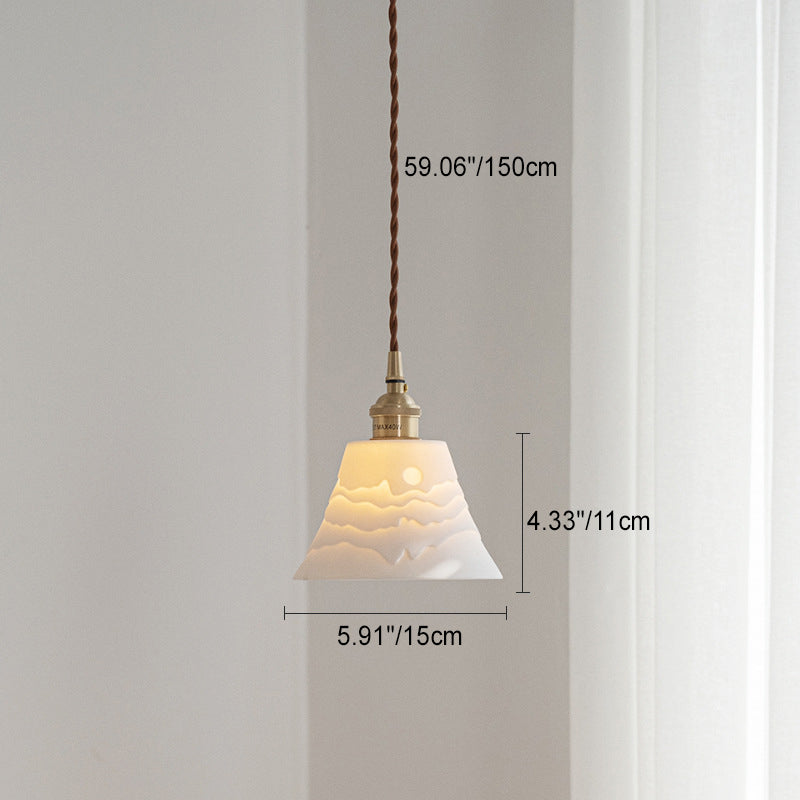Scandinavian Copper Ceramic Pendant Light – 1-Light Round Cylinder for Dining Room