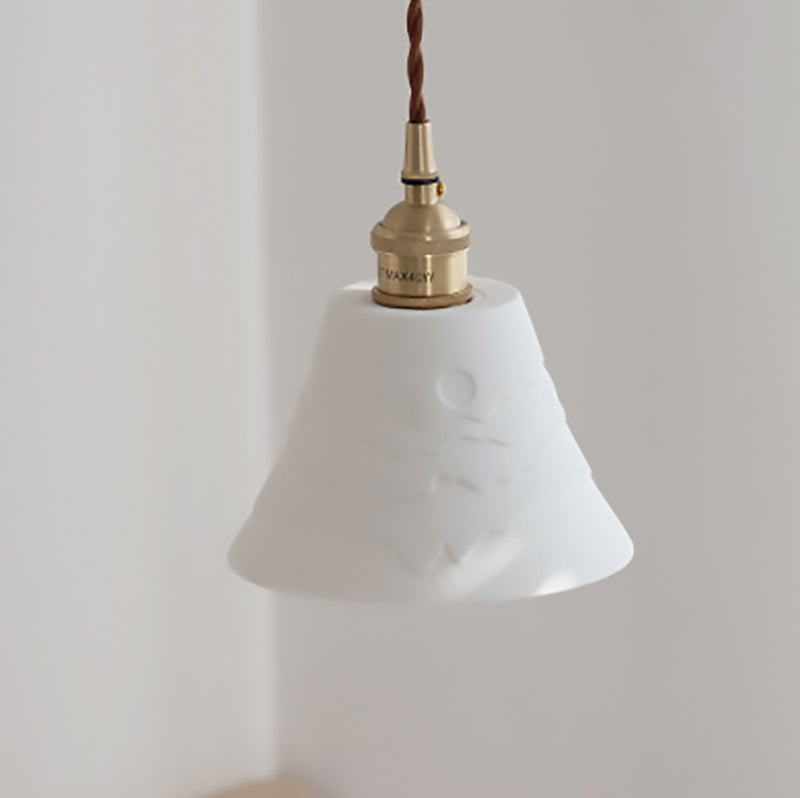 Scandinavian Copper Ceramic Pendant Light – 1-Light Round Cylinder for Dining Room