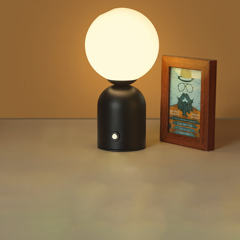 Contemporary Scandinavian Round Orb USB Iron Acrylic LED Table Lamp for Bedroom, Modern Nightstand Lighting, Stylish Home Decor, Adjustable Brightness, Minimalist Design, Energy-Efficient Light, USB Powered Desk Lamp, Living Room Accent Lighting, Cute Bed