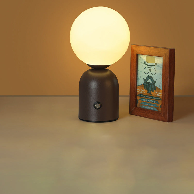 Contemporary Scandinavian Round Orb USB Iron Acrylic LED Table Lamp for Bedroom, Modern Nightstand Lighting, Stylish Home Decor, Adjustable Brightness, Minimalist Design, Energy-Efficient Light, USB Powered Desk Lamp, Living Room Accent Lighting, Cute Bed
