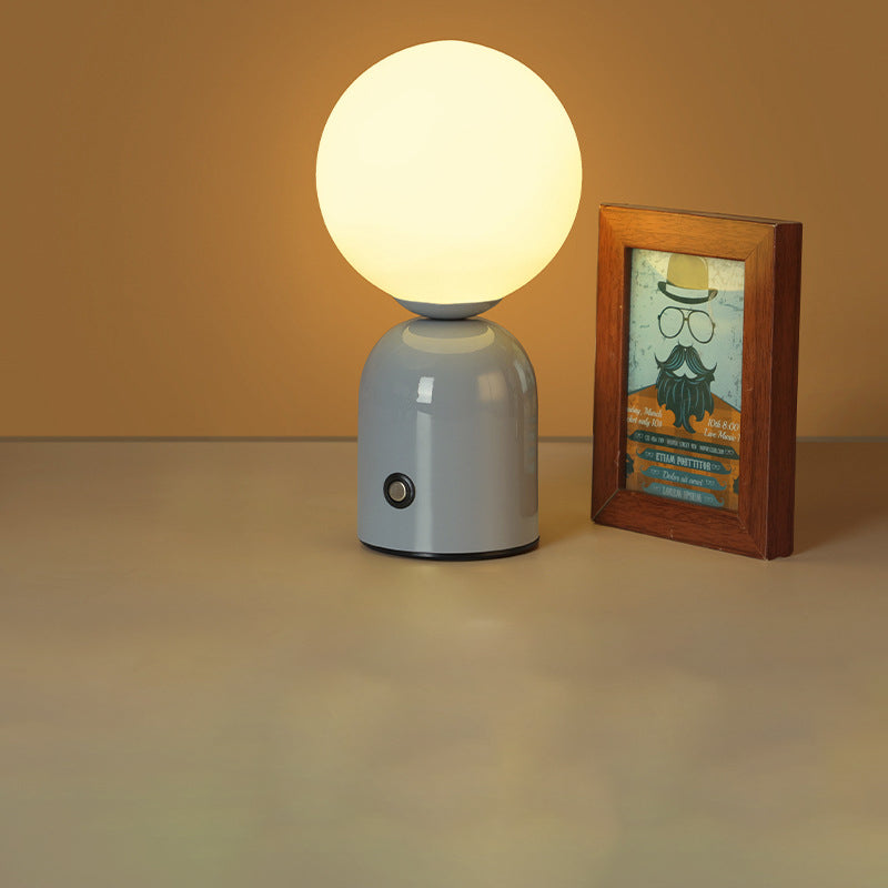 Contemporary Scandinavian Round Orb USB Iron Acrylic LED Table Lamp for Bedroom, Modern Nightstand Lighting, Stylish Home Decor, Adjustable Brightness, Minimalist Design, Energy-Efficient Light, USB Powered Desk Lamp, Living Room Accent Lighting, Cute Bed