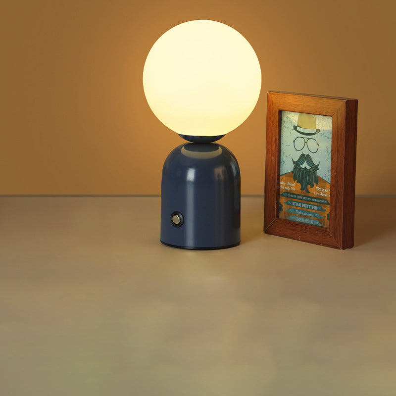Contemporary Scandinavian Round Orb USB Iron Acrylic LED Table Lamp for Bedroom, Modern Nightstand Lighting, Stylish Home Decor, Adjustable Brightness, Minimalist Design, Energy-Efficient Light, USB Powered Desk Lamp, Living Room Accent Lighting, Cute Bed