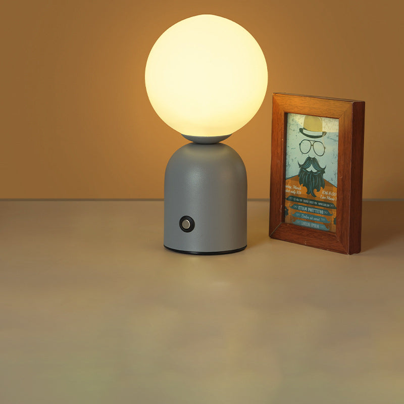 Contemporary Scandinavian Round Orb USB Iron Acrylic LED Table Lamp for Bedroom, Modern Nightstand Lighting, Stylish Home Decor, Adjustable Brightness, Minimalist Design, Energy-Efficient Light, USB Powered Desk Lamp, Living Room Accent Lighting, Cute Bed