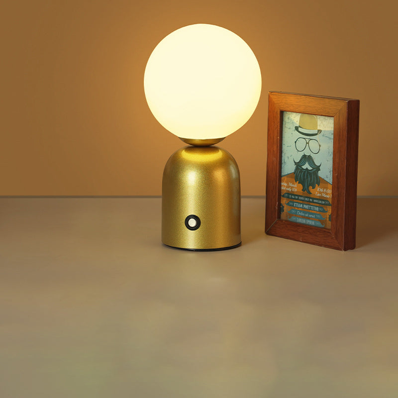Contemporary Scandinavian Round Orb USB Iron Acrylic LED Table Lamp for Bedroom, Modern Nightstand Lighting, Stylish Home Decor, Adjustable Brightness, Minimalist Design, Energy-Efficient Light, USB Powered Desk Lamp, Living Room Accent Lighting, Cute Bed