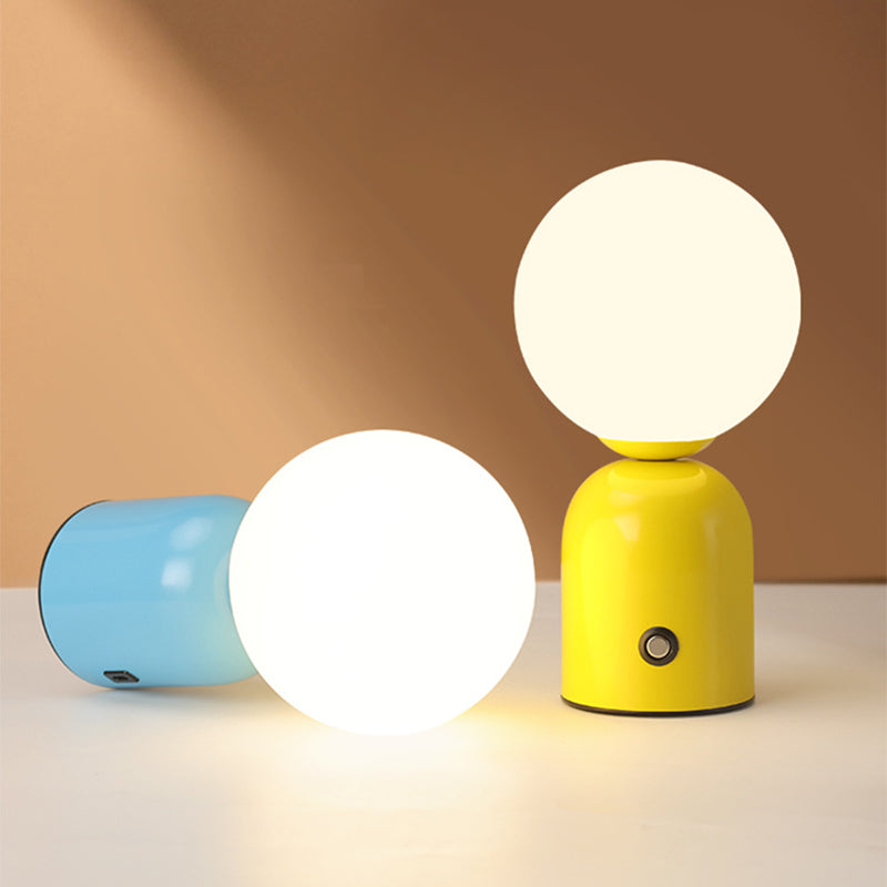 Contemporary Scandinavian LED Round Orb USB Table Lamp - Acrylic Design for Bedroom