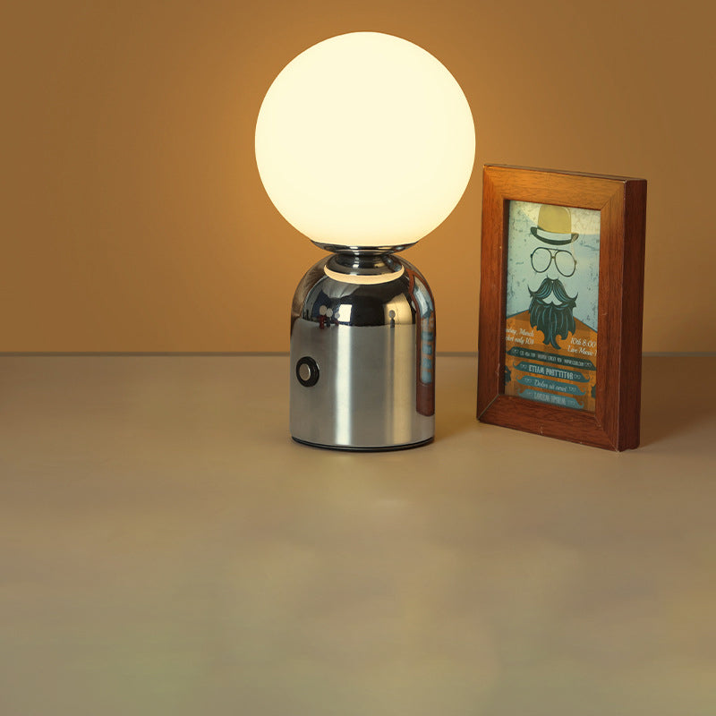 Contemporary Scandinavian LED Round Orb USB Table Lamp - Acrylic Design for Bedroom