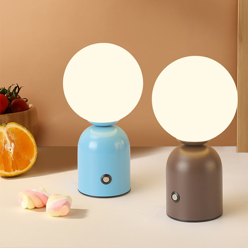 Contemporary Scandinavian Round Orb USB Iron Acrylic LED Table Lamp for Bedroom, Modern Nightstand Lighting, Stylish Home Decor, Adjustable Brightness, Minimalist Design, Energy-Efficient Light, USB Powered Desk Lamp, Living Room Accent Lighting, Cute Bed
