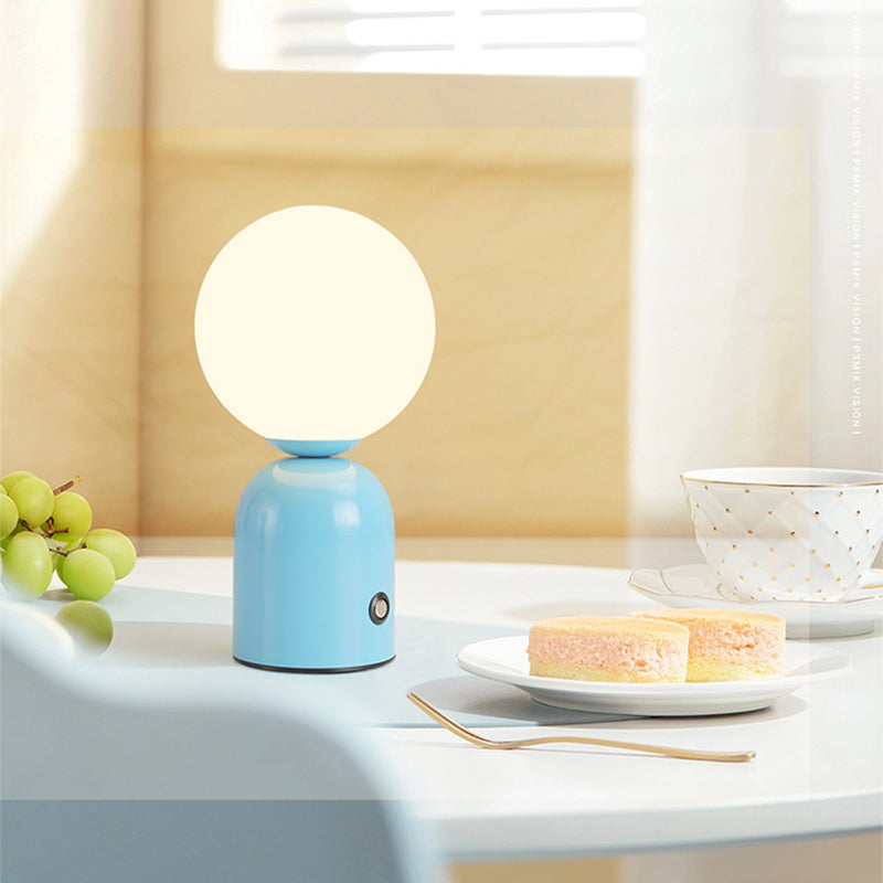 Contemporary Scandinavian LED Round Orb USB Table Lamp - Acrylic Design for Bedroom
