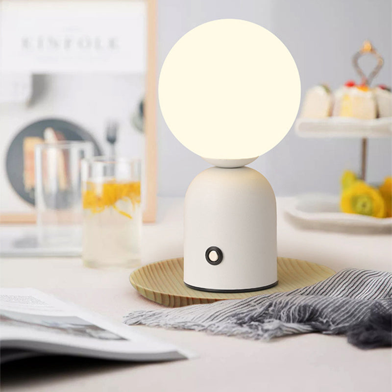 Contemporary Scandinavian Round Orb USB Iron Acrylic LED Table Lamp for Bedroom, Modern Nightstand Lighting, Stylish Home Decor, Adjustable Brightness, Minimalist Design, Energy-Efficient Light, USB Powered Desk Lamp, Living Room Accent Lighting, Cute Bed