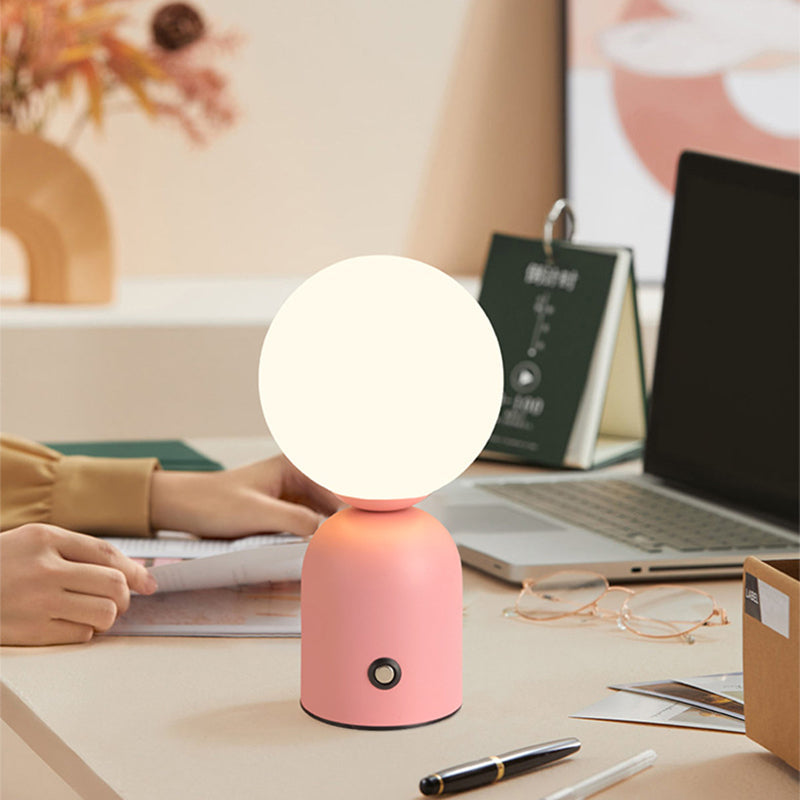Contemporary Scandinavian LED Round Orb USB Table Lamp - Acrylic Design for Bedroom