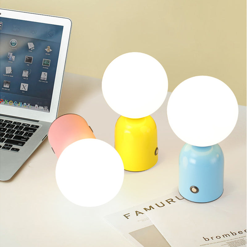 Contemporary Scandinavian LED Round Orb USB Table Lamp - Acrylic Design for Bedroom