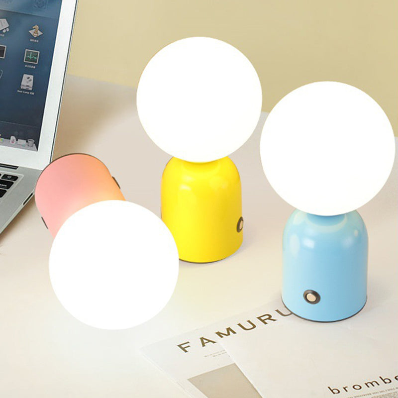 Contemporary Scandinavian LED Round Orb USB Table Lamp - Acrylic Design for Bedroom