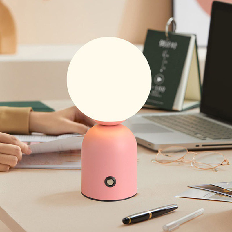 Contemporary Scandinavian LED Round Orb USB Table Lamp - Acrylic Design for Bedroom
