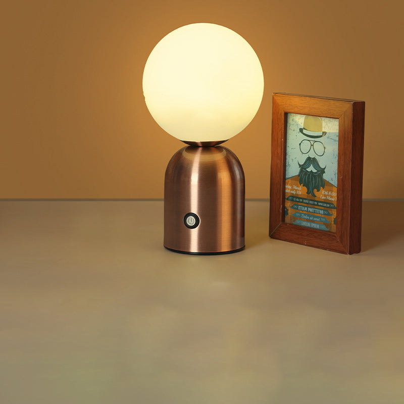 Contemporary Scandinavian Round Orb USB Iron Acrylic LED Table Lamp for Bedroom, Modern Nightstand Lighting, Stylish Home Decor, Adjustable Brightness, Minimalist Design, Energy-Efficient Light, USB Powered Desk Lamp, Living Room Accent Lighting, Cute Bed