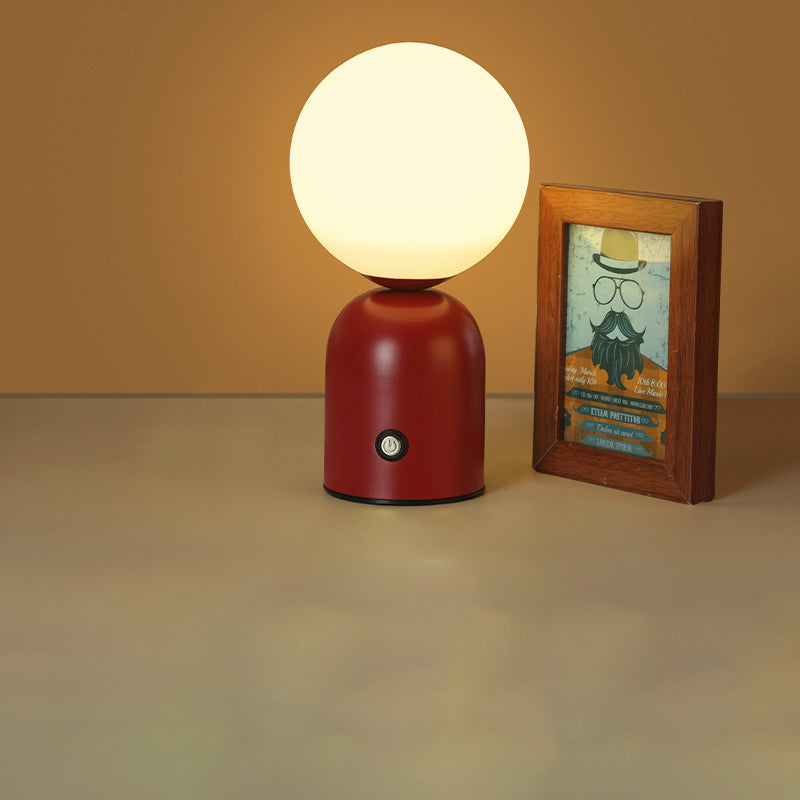 Contemporary Scandinavian Round Orb USB Iron Acrylic LED Table Lamp for Bedroom, Modern Nightstand Lighting, Stylish Home Decor, Adjustable Brightness, Minimalist Design, Energy-Efficient Light, USB Powered Desk Lamp, Living Room Accent Lighting, Cute Bed