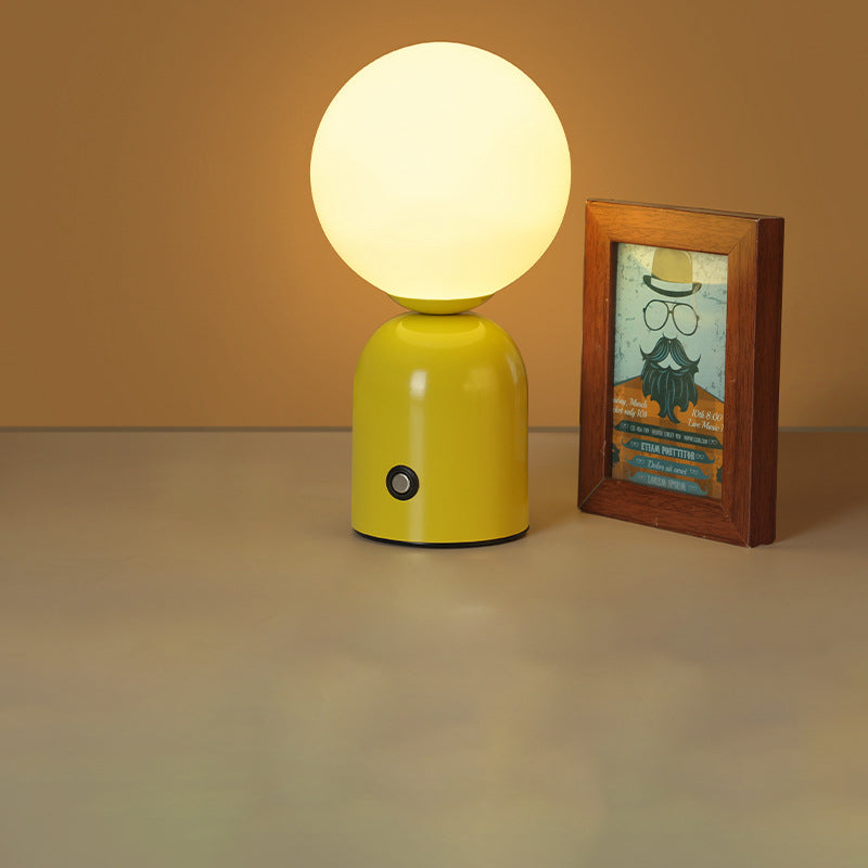Contemporary Scandinavian Round Orb USB Iron Acrylic LED Table Lamp for Bedroom, Modern Nightstand Lighting, Stylish Home Decor, Adjustable Brightness, Minimalist Design, Energy-Efficient Light, USB Powered Desk Lamp, Living Room Accent Lighting, Cute Bed