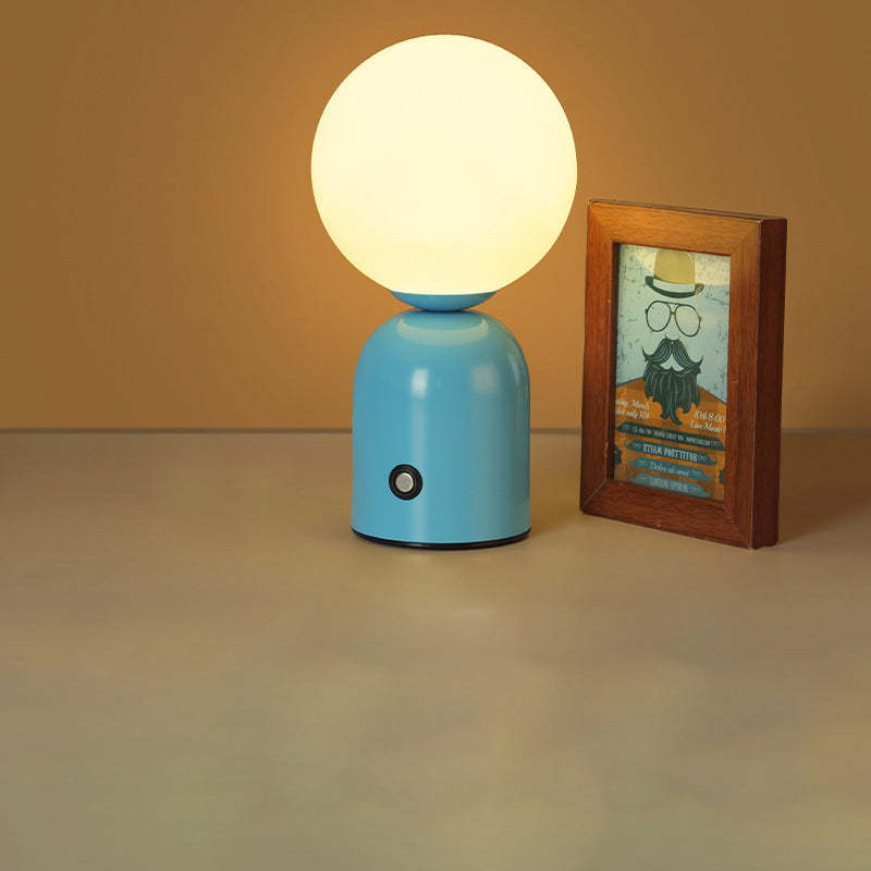 Contemporary Scandinavian Round Orb USB Iron Acrylic LED Table Lamp for Bedroom, Modern Nightstand Lighting, Stylish Home Decor, Adjustable Brightness, Minimalist Design, Energy-Efficient Light, USB Powered Desk Lamp, Living Room Accent Lighting, Cute Bed