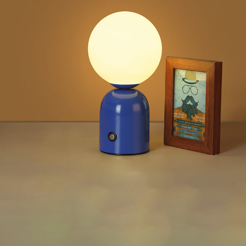 Contemporary Scandinavian Round Orb USB Iron Acrylic LED Table Lamp for Bedroom, Modern Nightstand Lighting, Stylish Home Decor, Adjustable Brightness, Minimalist Design, Energy-Efficient Light, USB Powered Desk Lamp, Living Room Accent Lighting, Cute Bed