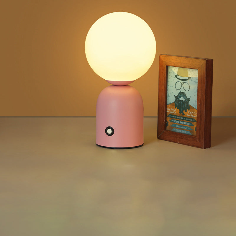 Contemporary Scandinavian Round Orb USB Iron Acrylic LED Table Lamp for Bedroom, Modern Nightstand Lighting, Stylish Home Decor, Adjustable Brightness, Minimalist Design, Energy-Efficient Light, USB Powered Desk Lamp, Living Room Accent Lighting, Cute Bed