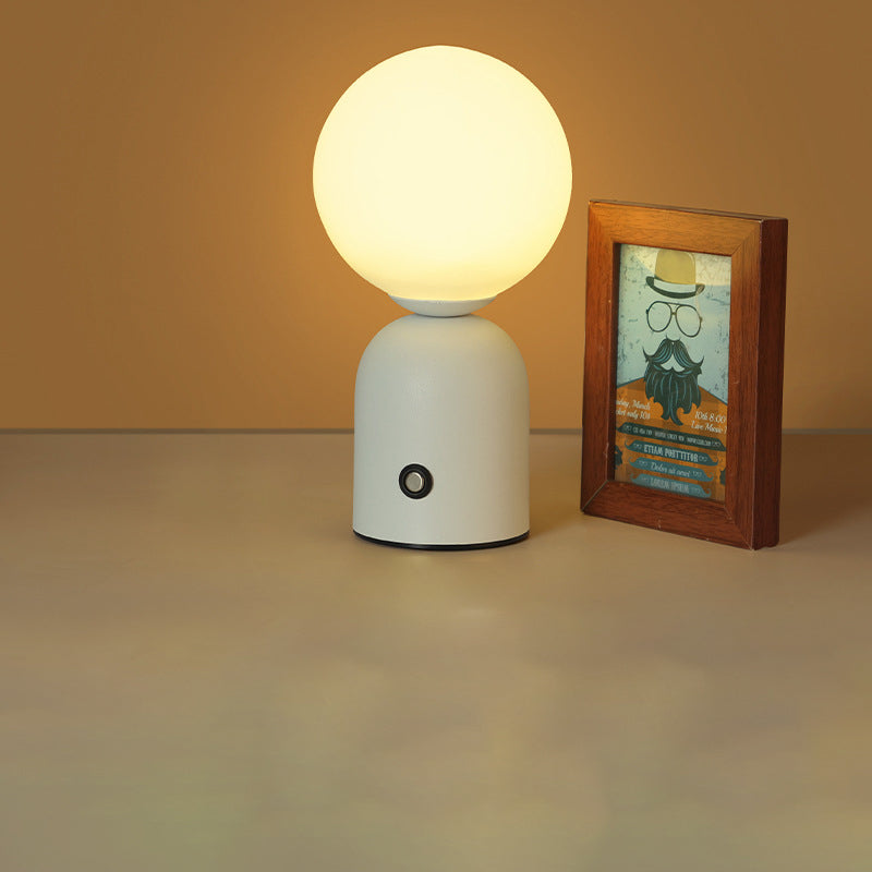 Contemporary Scandinavian Round Orb USB Iron Acrylic LED Table Lamp for Bedroom, Modern Nightstand Lighting, Stylish Home Decor, Adjustable Brightness, Minimalist Design, Energy-Efficient Light, USB Powered Desk Lamp, Living Room Accent Lighting, Cute Bed
