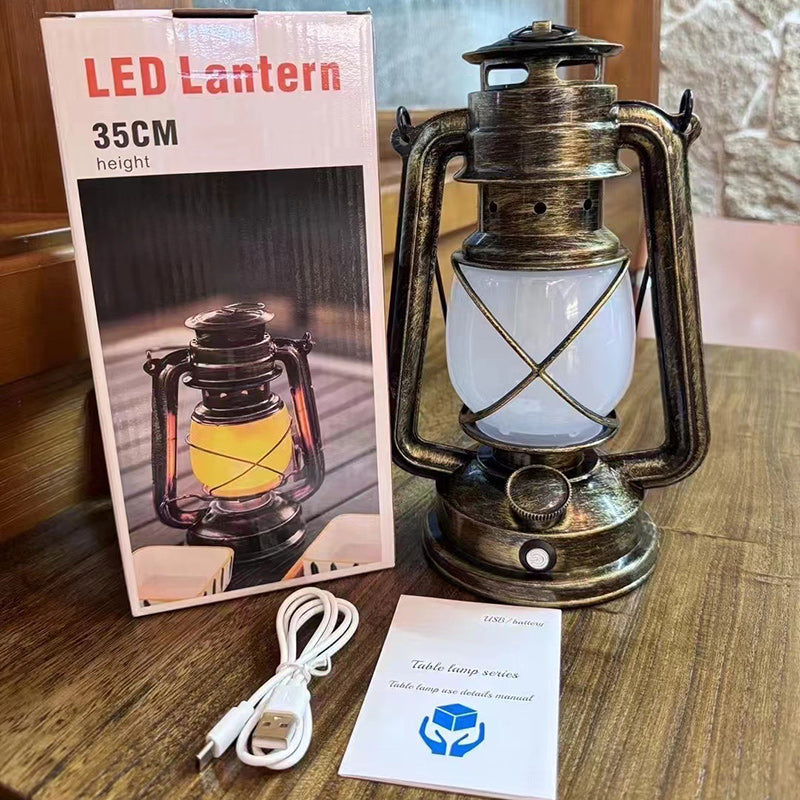 Vintage USB Horse Lantern LED Table Lamp for Living Room