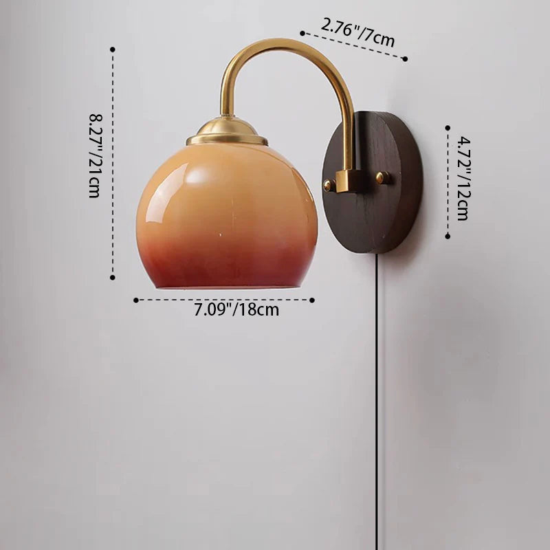 Modern Mid-Century Cream Oval Ash Wood Glass Wall Sconce Lamp
