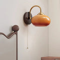 Modern Mid-Century Cream Oval Ash Wood Glass Wall Sconce Lamp