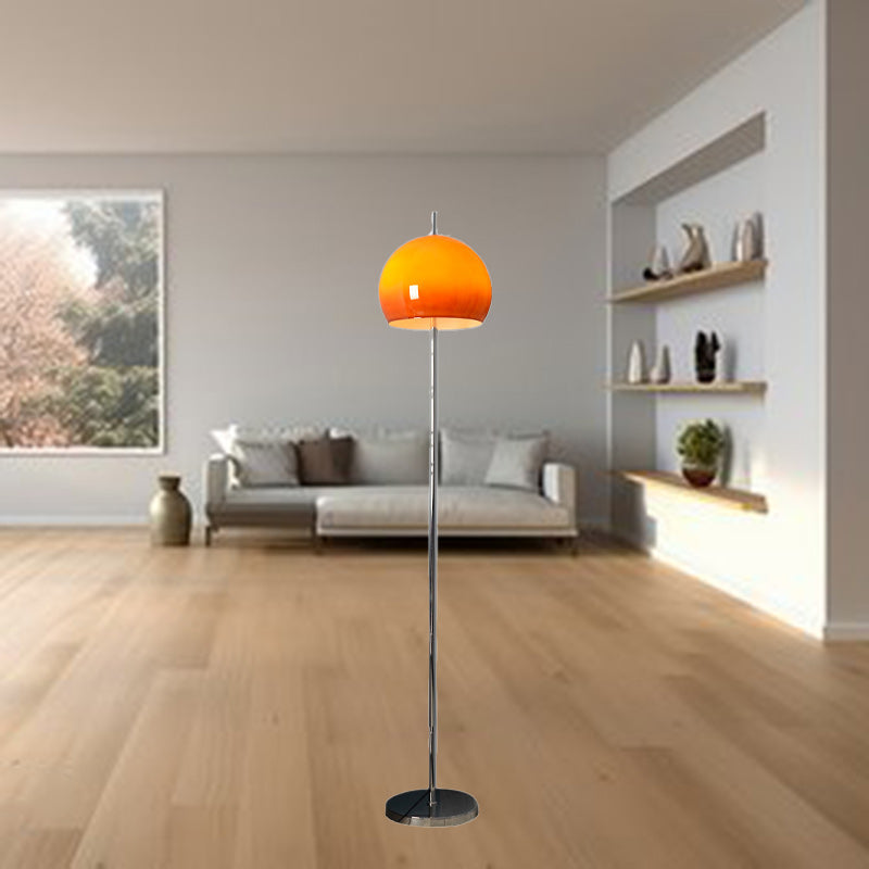 Modern Mid-Century Mushroom Round Iron Acrylic 2-Light Floor Lamp
