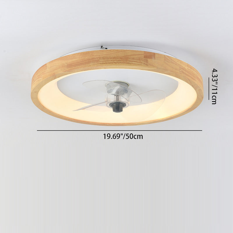 Modern Minimalist Round Dome Wood Acrylic LED Ceiling Fan Light for Bedroom