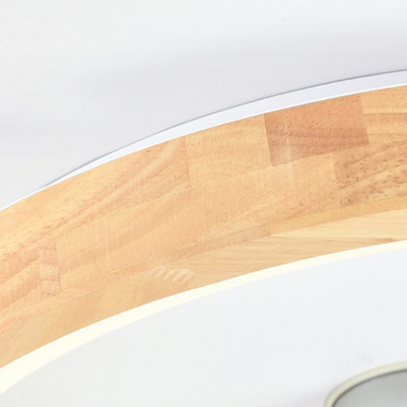 Modern Minimalist Round Dome Wood Acrylic LED Ceiling Fan Light for Bedroom