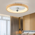Modern Minimalist Round Dome Wood Acrylic LED Ceiling Fan Light for Bedroom