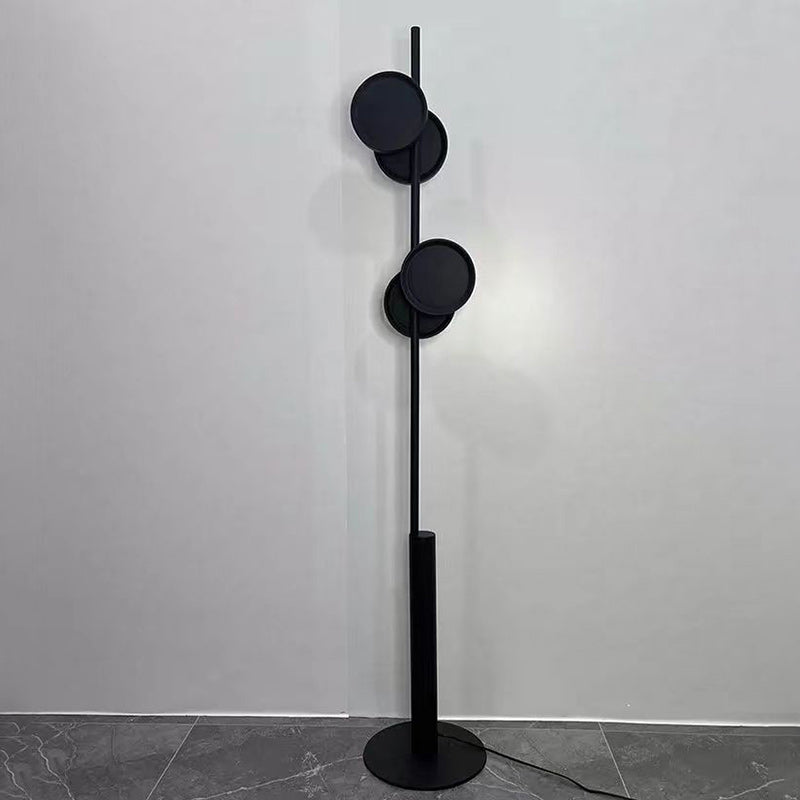 Contemporary Scandinavian Round Linear Iron LED Floor Lamp for Living Room