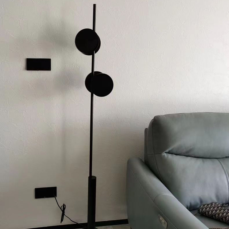 Contemporary Scandinavian Round Linear Iron LED Floor Lamp for Living Room