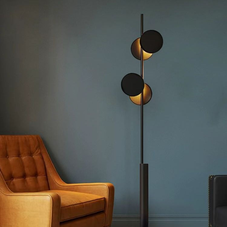Contemporary Scandinavian Round Linear Iron LED Floor Lamp for Living Room